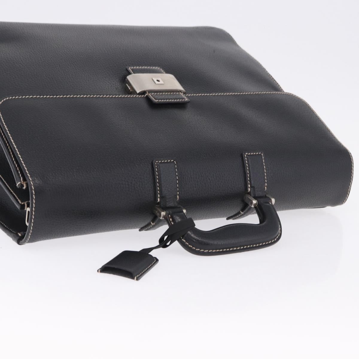 Salvatore Ferragamo Business Bag Leather Black Silver Auth 199057