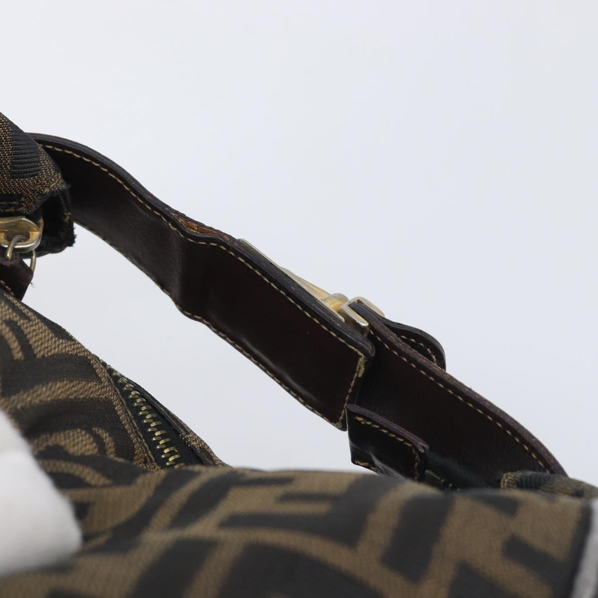 FENDI Zucca Canvas Vanity Hand Bag Brown Gold Tone Auth 199059
