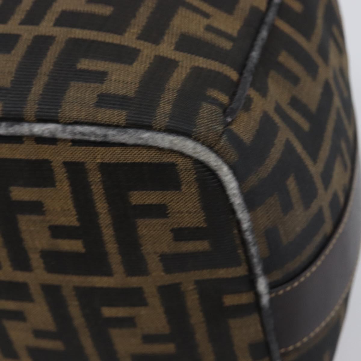 FENDI Zucca Canvas Vanity Hand Bag Brown Gold Tone Auth 199059