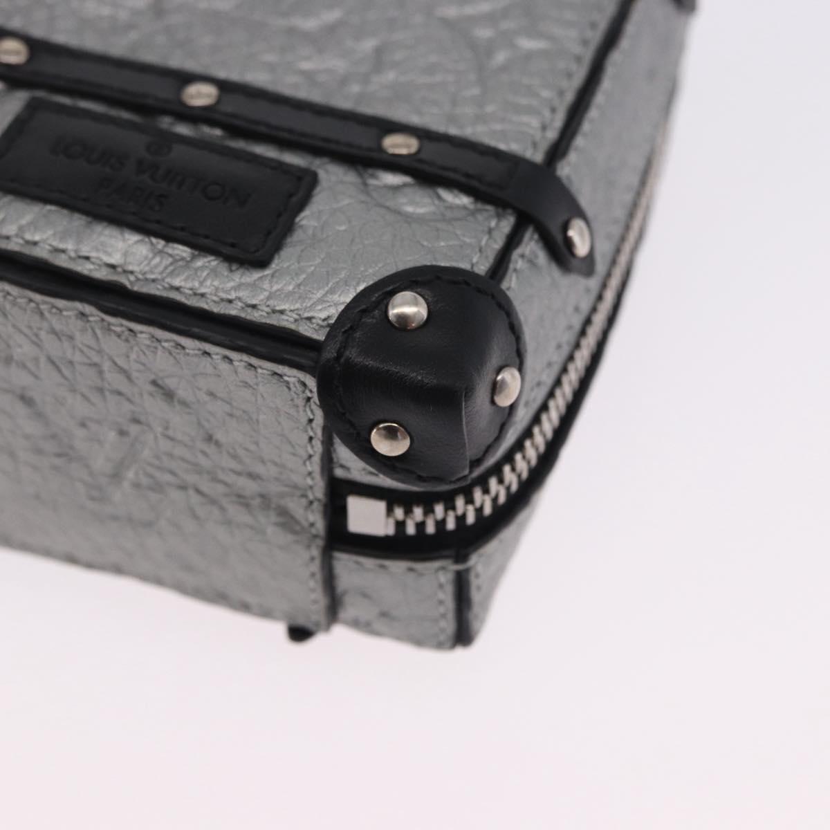 LOUIS VUITTON Monogram BackpackTrunk Charm Silver Black M01392 LV Auth 199063M