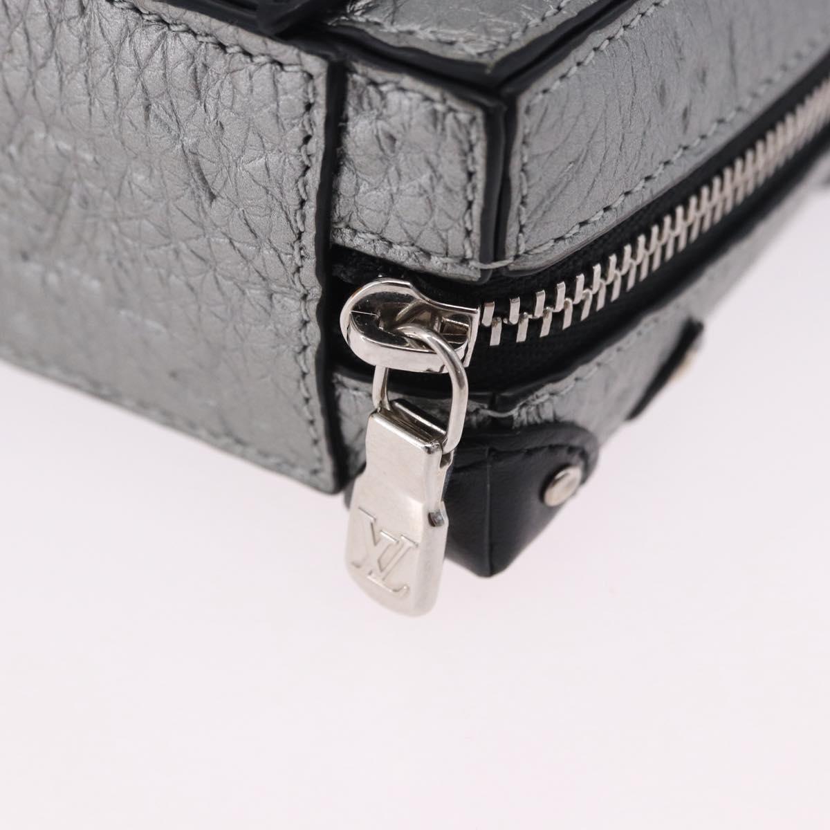 LOUIS VUITTON Monogram BackpackTrunk Charm Silver Black M01392 LV Auth 199063M