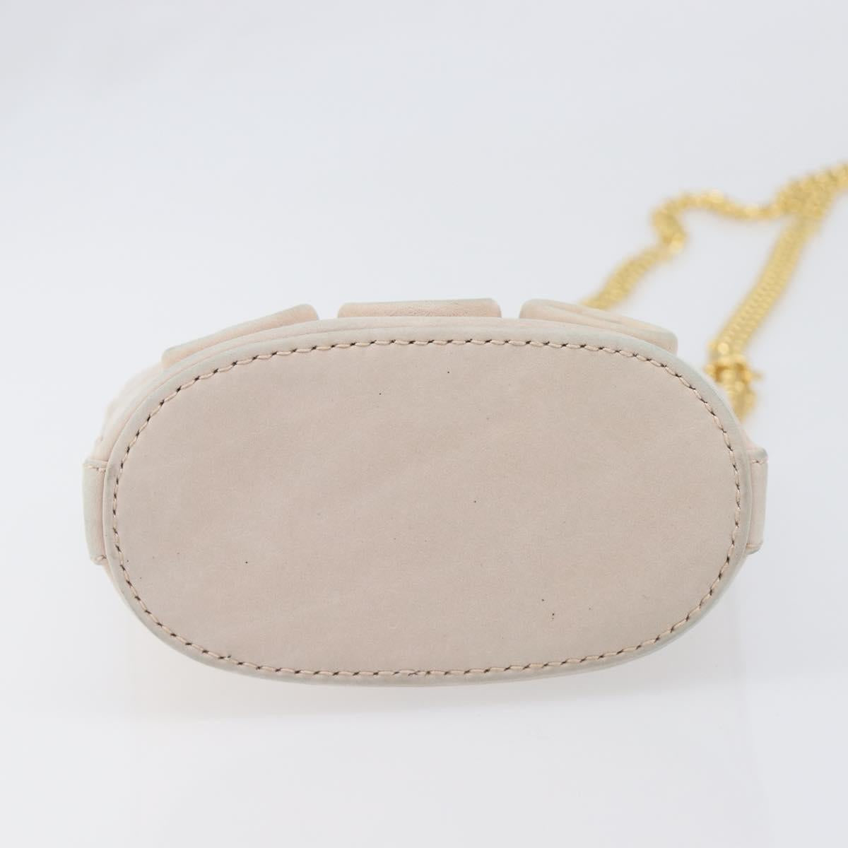 TIFFANY&Co. Chain Shoulder Bag Leather Beige Gold Tone Auth 199065