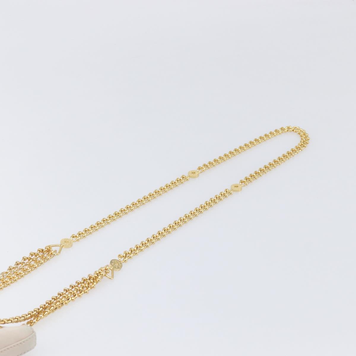 TIFFANY&Co. Chain Shoulder Bag Leather Beige Gold Tone Auth 199065