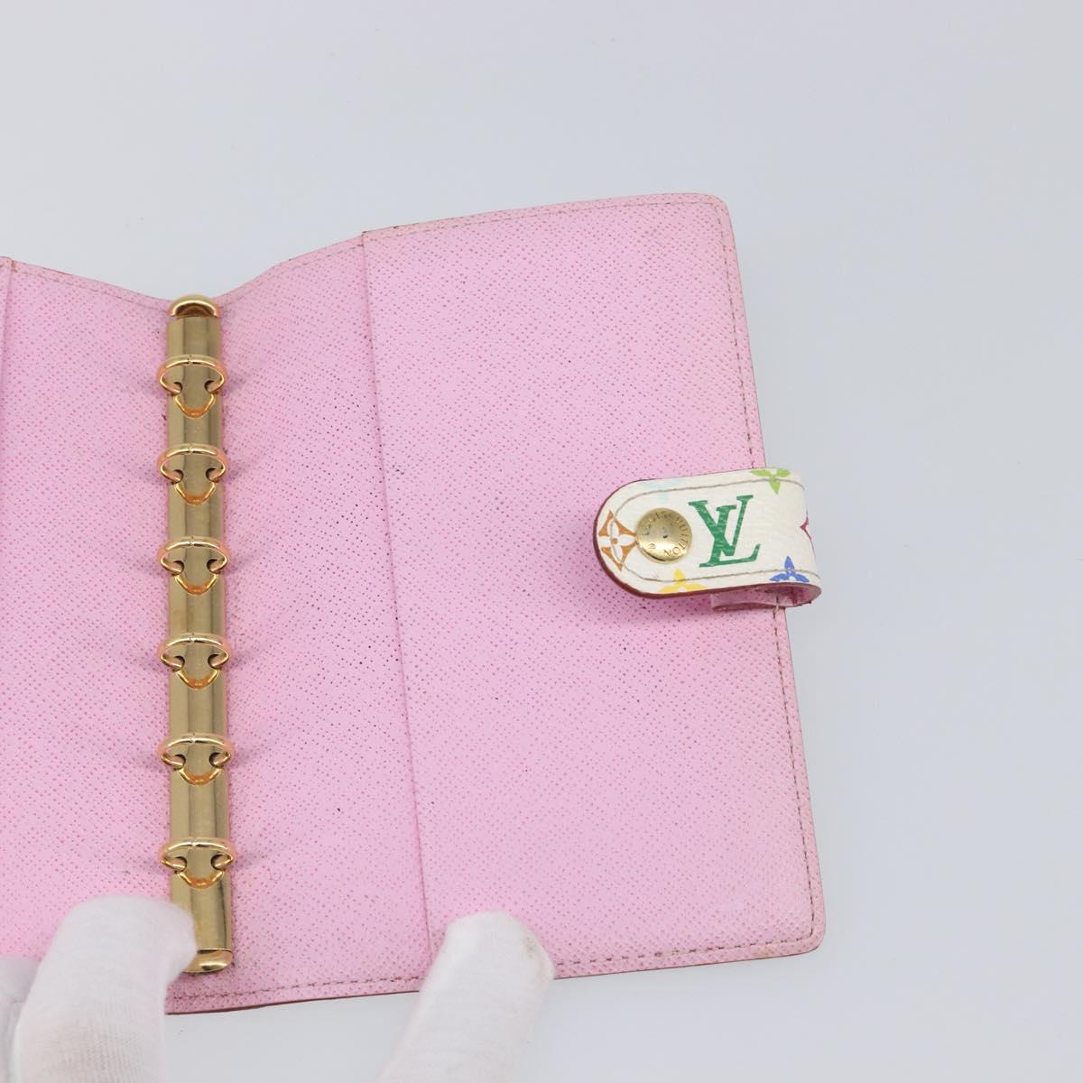 LOUIS VUITTON Monogram Multicolor Agenda PM Cover White R20896 LV Auth 199066