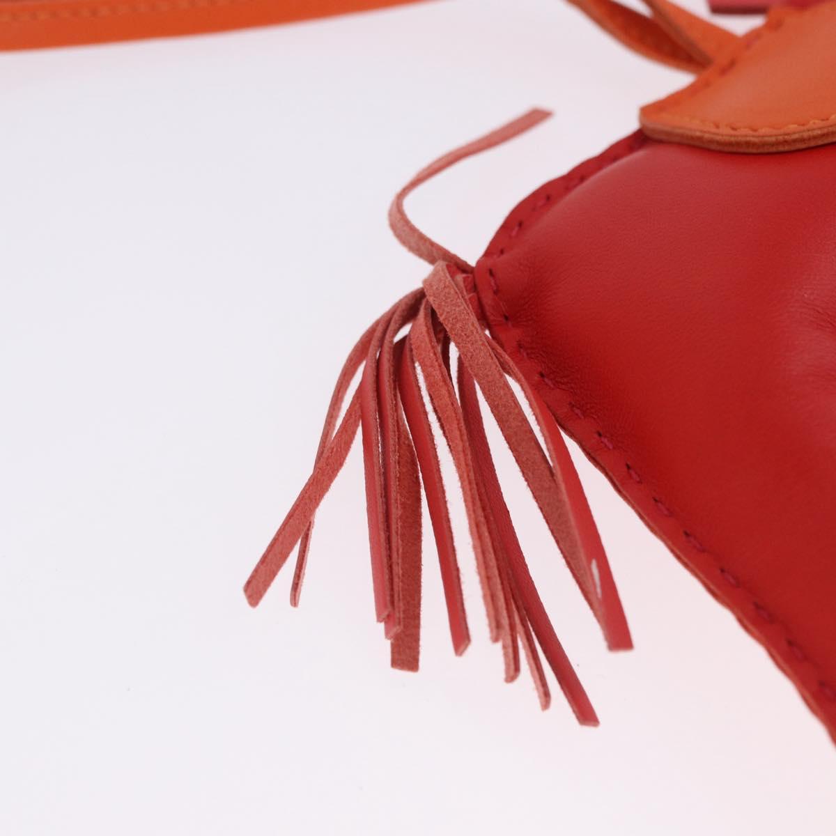 HERMES Rodeo Charm Leather Red Orange Auth 199067M