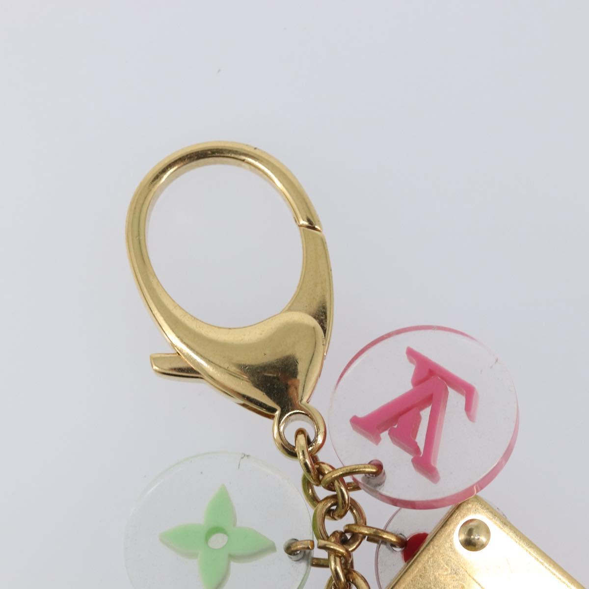 LOUIS VUITTON Porte Cles Fleur Charm Metal Gold Clear M60046 LV Auth 199068