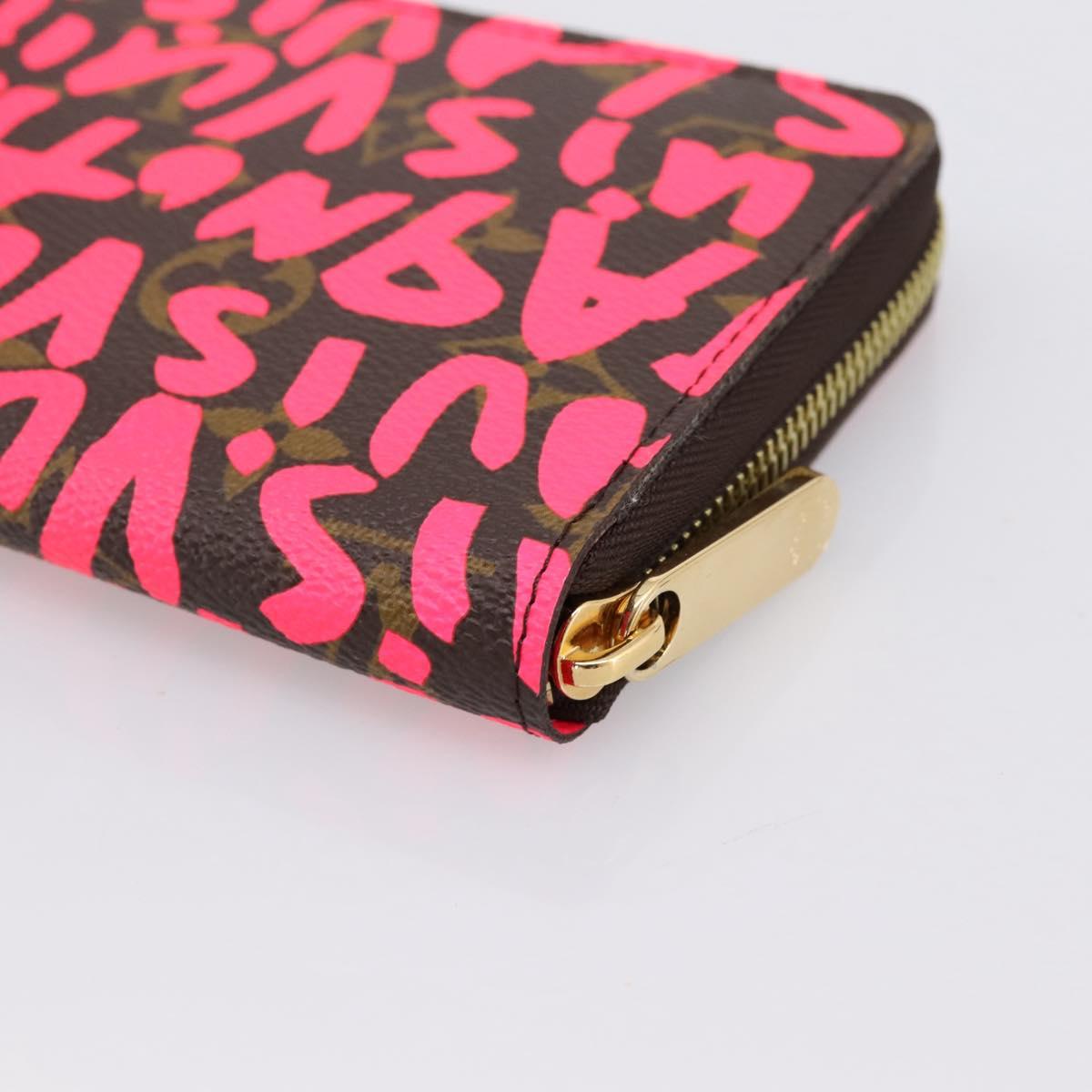 LOUIS VUITTON Monogram Graffiti Zippy Wallet Pink M93710 LV Auth 199073V
