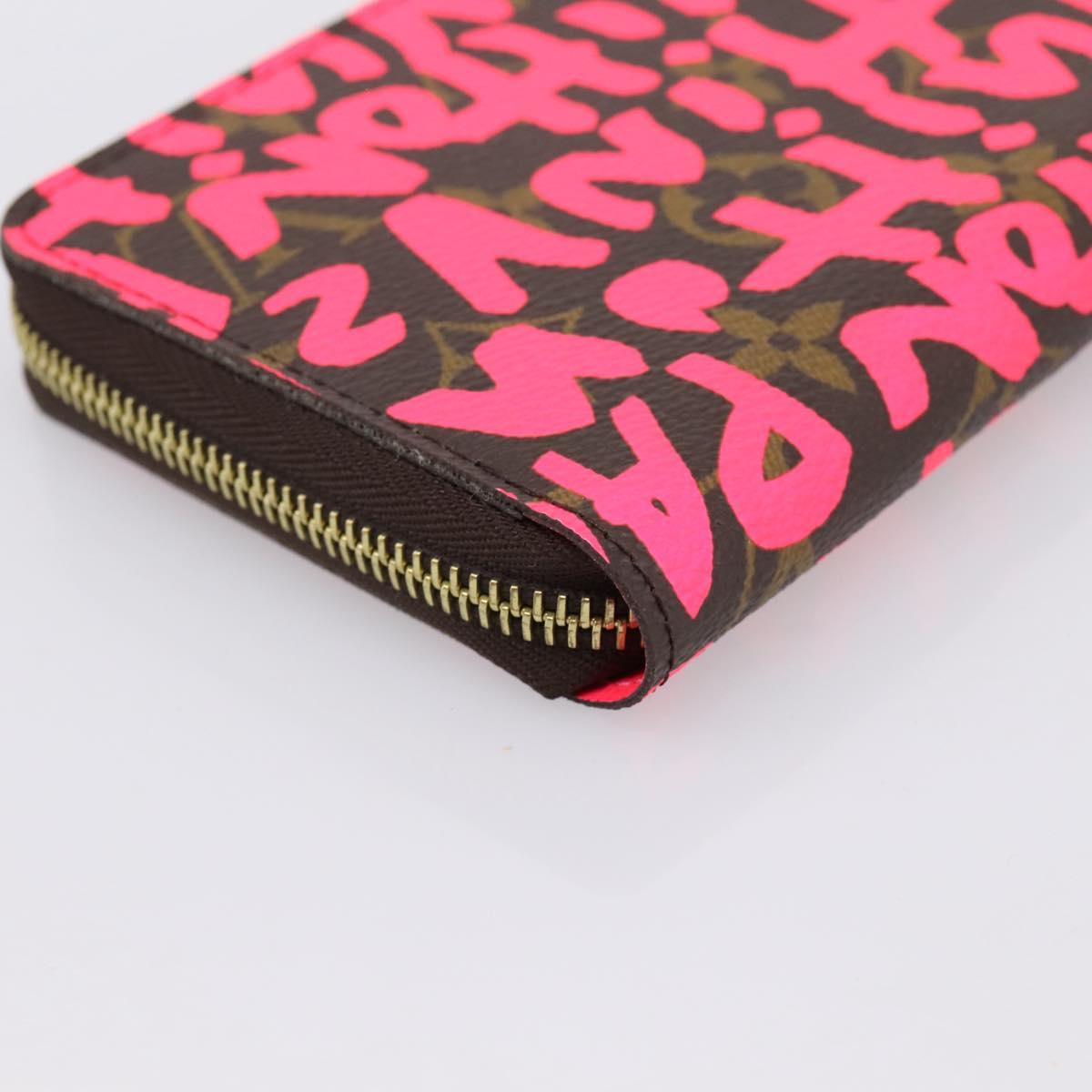 LOUIS VUITTON Monogram Graffiti Zippy Wallet Pink M93710 LV Auth 199073V