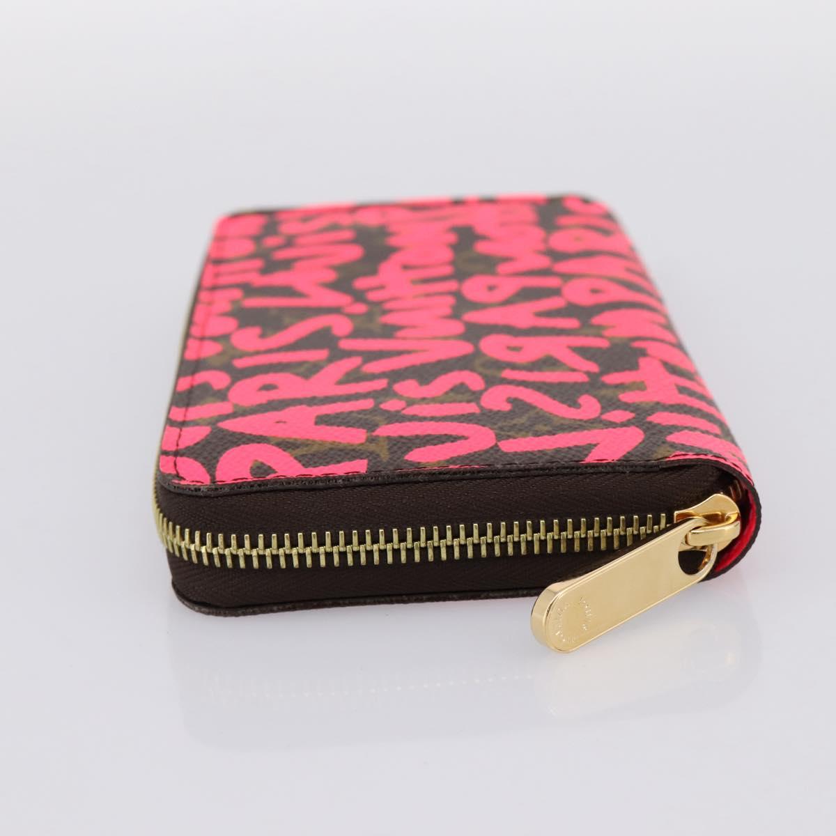 LOUIS VUITTON Monogram Graffiti Zippy Wallet Pink M93710 LV Auth 199073V