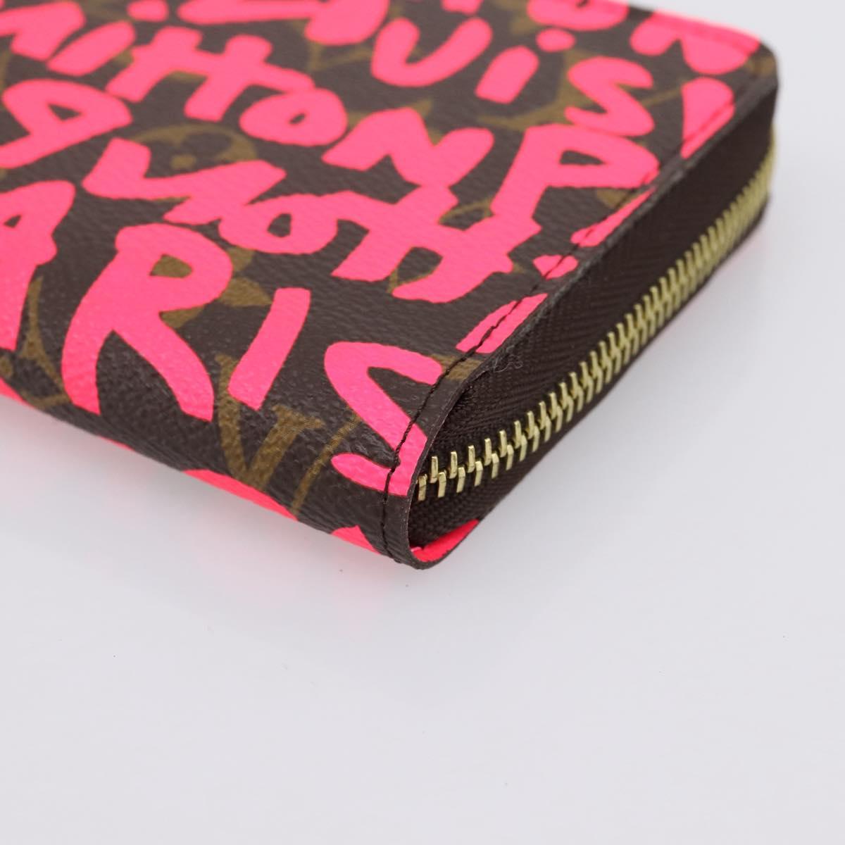 LOUIS VUITTON Monogram Graffiti Zippy Wallet Pink M93710 LV Auth 199073V
