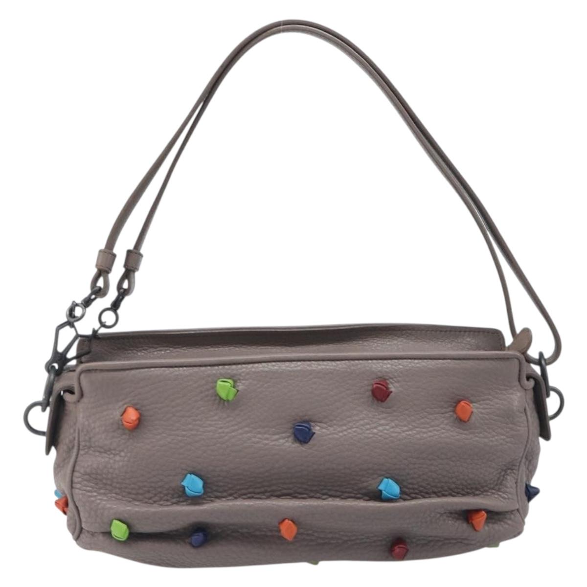 BOTTEGA VENETA Shoulder Bag Leather Gray Multicolor 210993 Auth 199078A