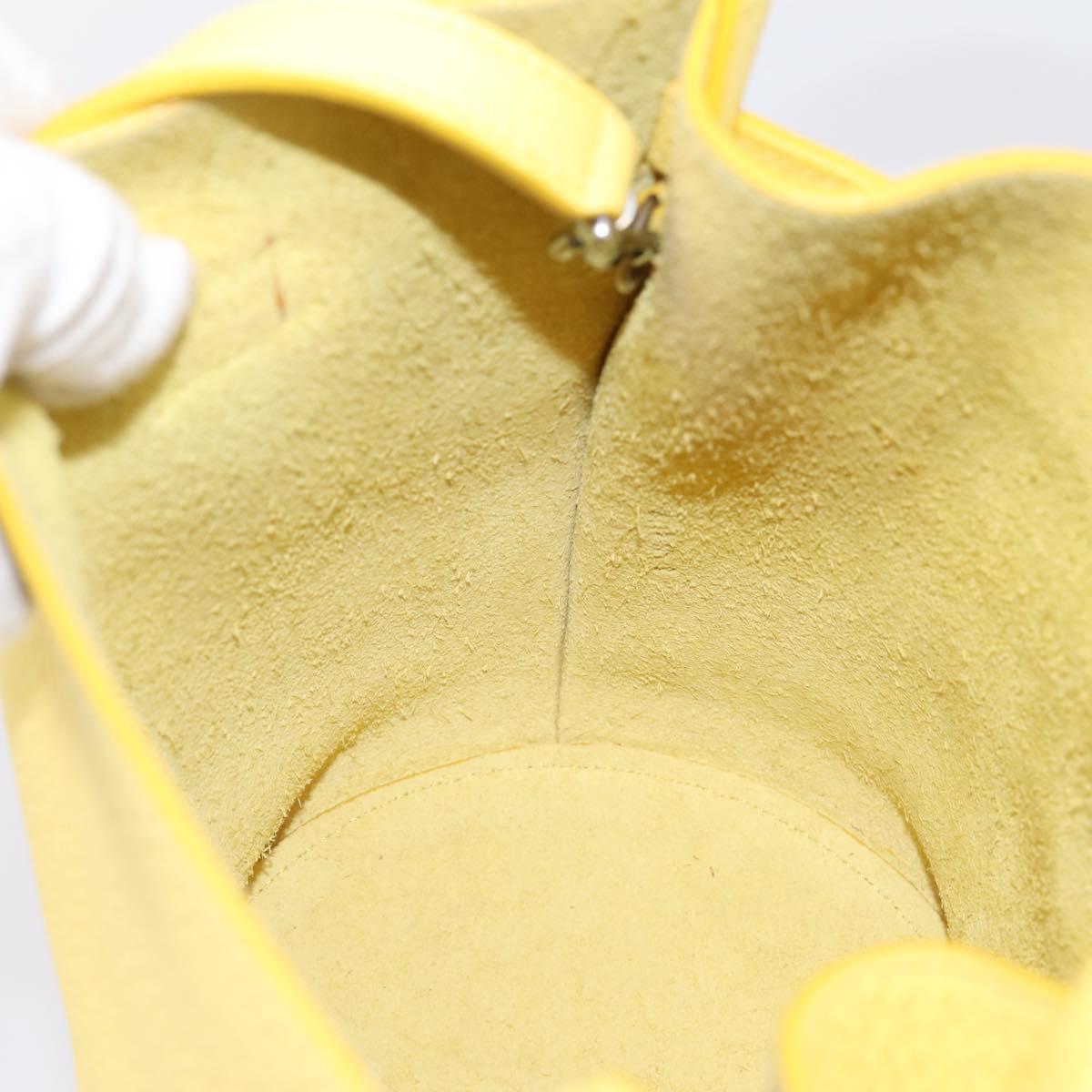 CELINE Big Bag Bucket Nano Hand Bag Leather 2way Yellow Silver Auth 199091M