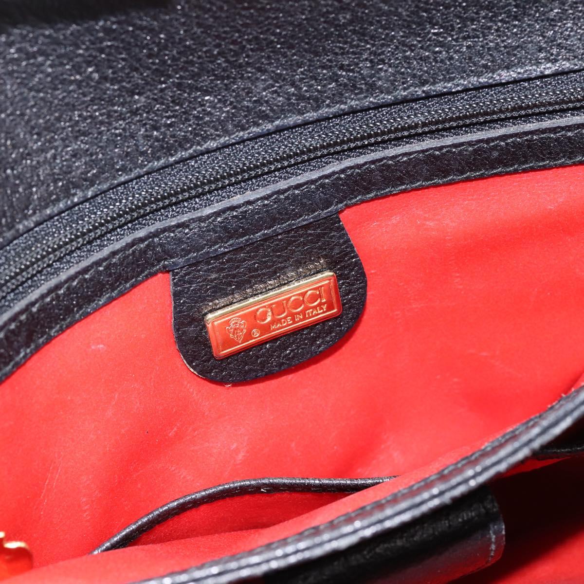 GUCCI Hand Bag Leather Black Gold 000 406 1080 Auth 199095