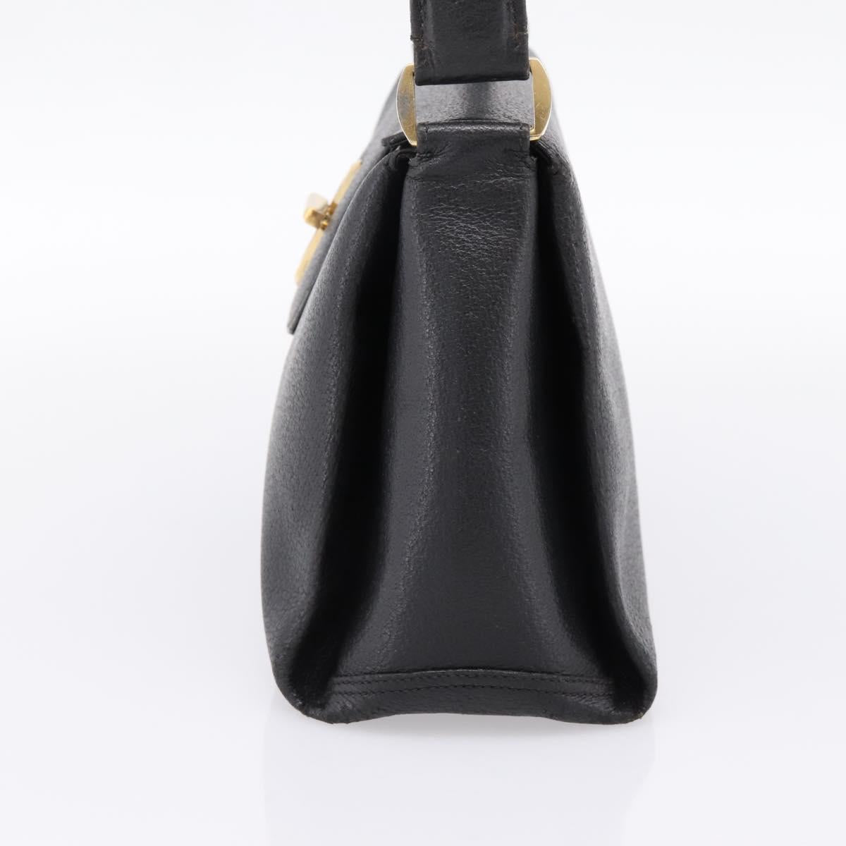 GUCCI Hand Bag Leather Black Gold 000 406 1080 Auth 199095