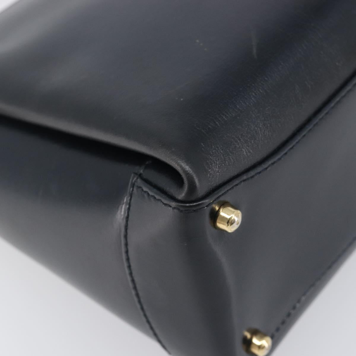 GUCCI Hand Bag Leather Black Gold 000 1448 1269 Auth 199097V