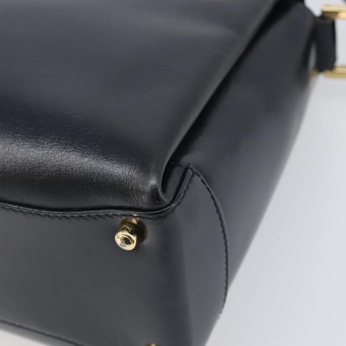 GUCCI Hand Bag Leather Black Gold 000 1448 1269 Auth 199097V