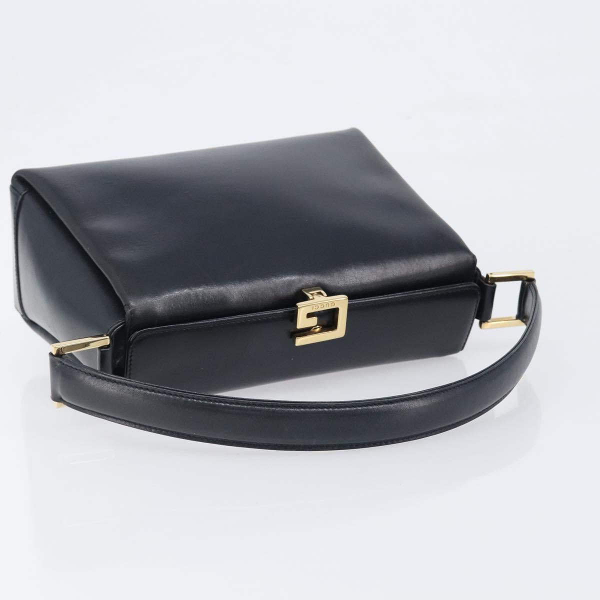 GUCCI Hand Bag Leather Black Gold 000 1448 1269 Auth 199097V