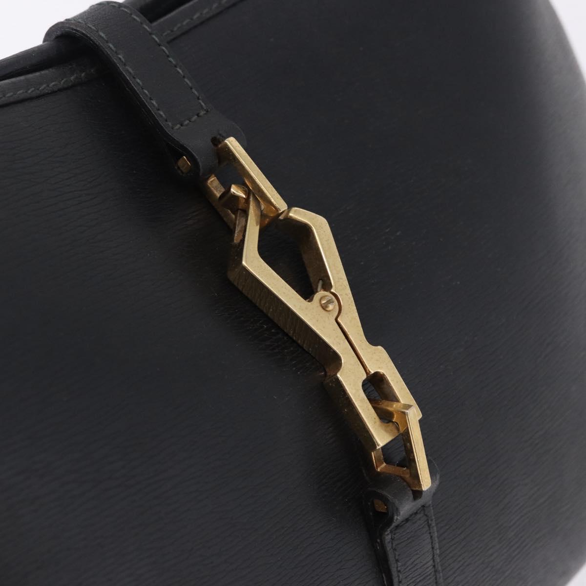 GUCCI Bamboo Shoulder Bag Leather Black Gold 001 4060 Auth 199098V