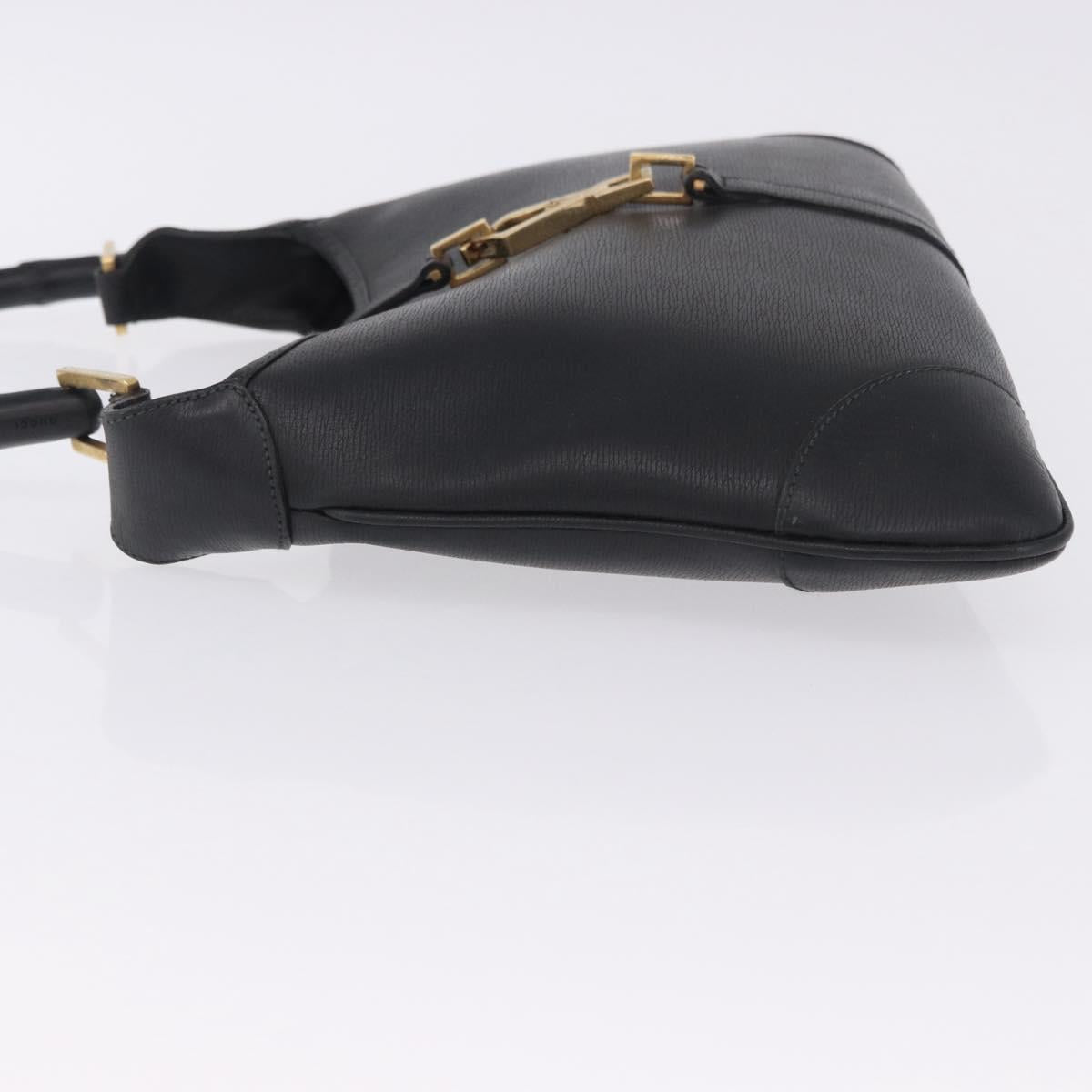 GUCCI Bamboo Shoulder Bag Leather Black Gold 001 4060 Auth 199098V
