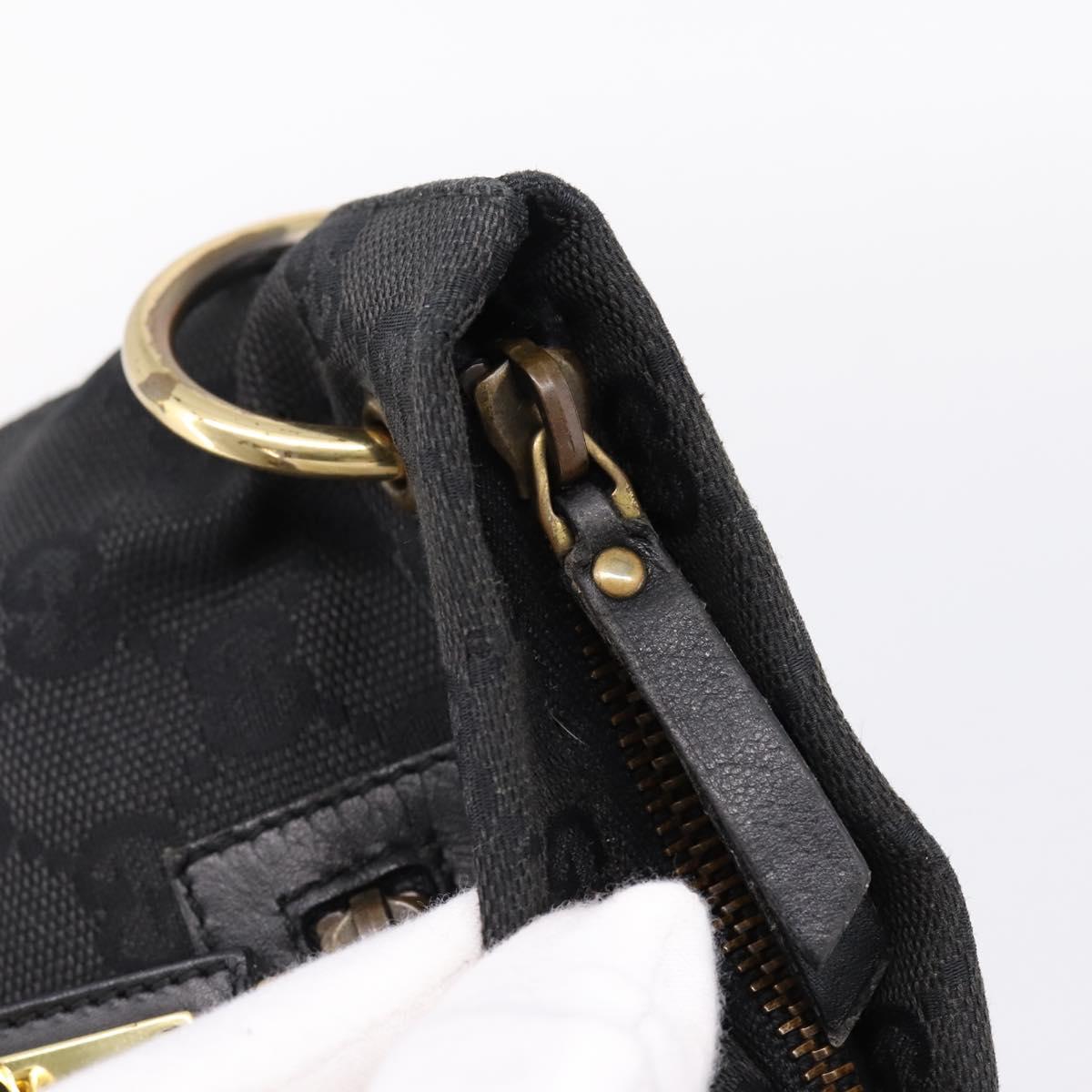 GUCCI GG Canvas Shoulder Bag Black Gold 90699 Auth 199100