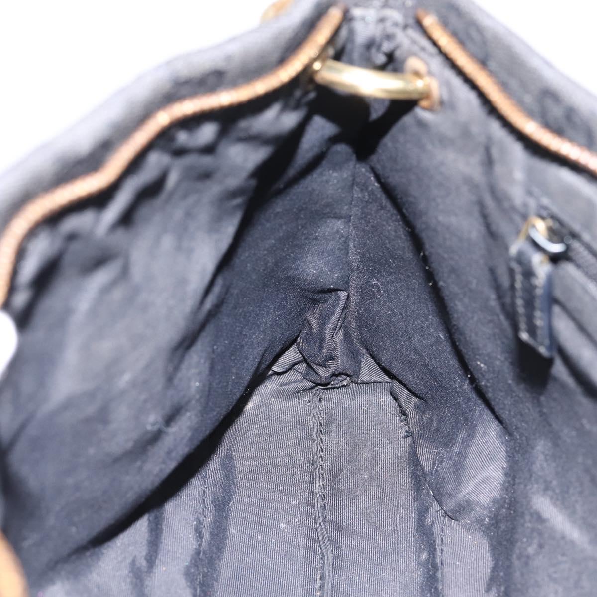 GUCCI GG Canvas Shoulder Bag Black Gold 90699 Auth 199100