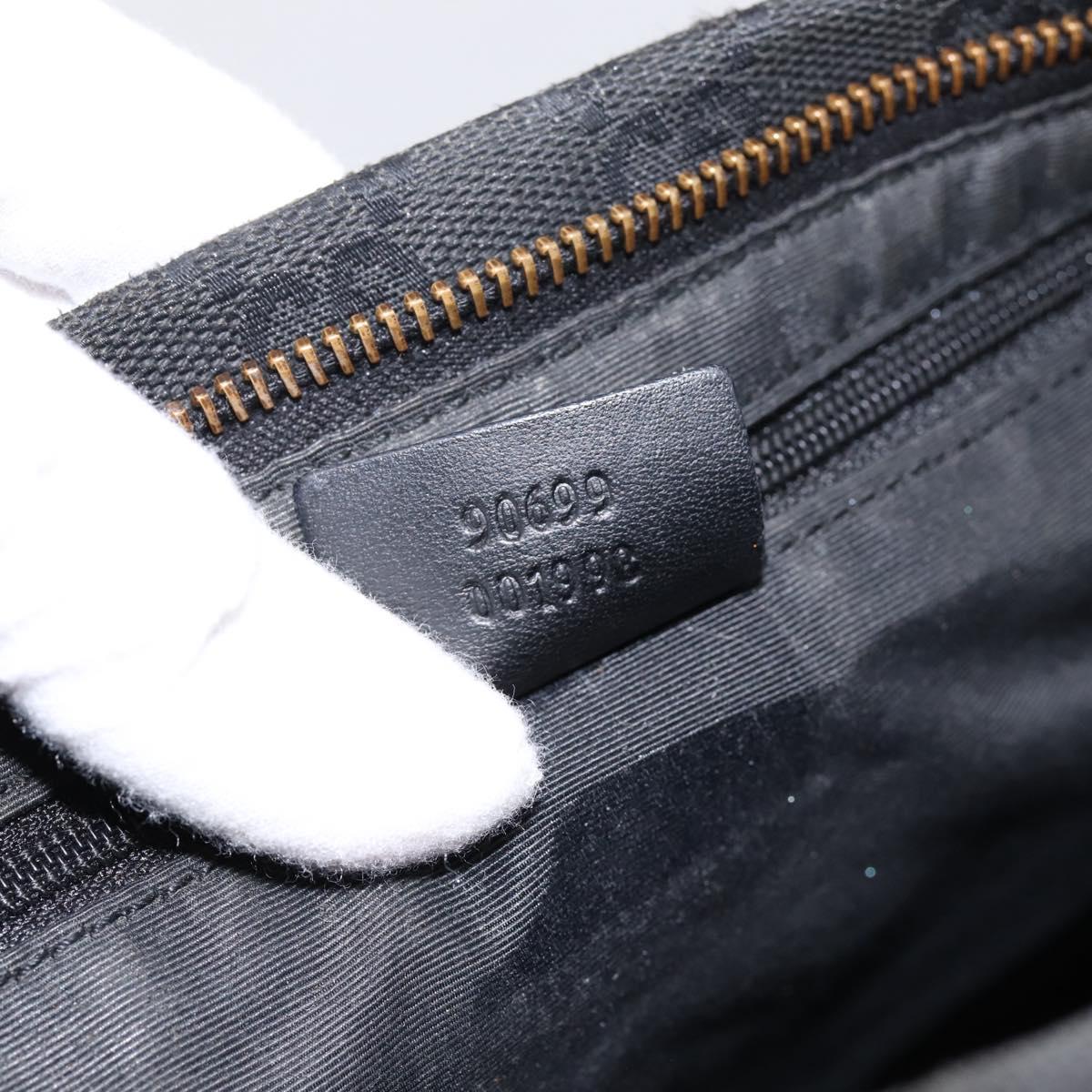 GUCCI GG Canvas Shoulder Bag Black Gold 90699 Auth 199100