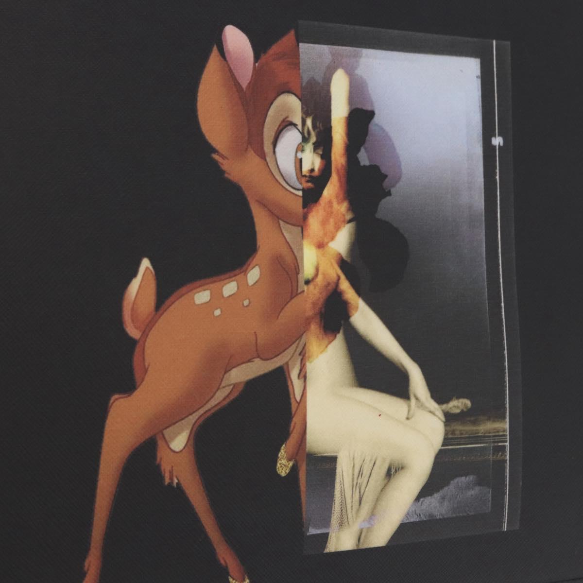 GIVENCHY Bambi Bag PVC Canvas Disney Collaboration Black Gold Auth 199101M