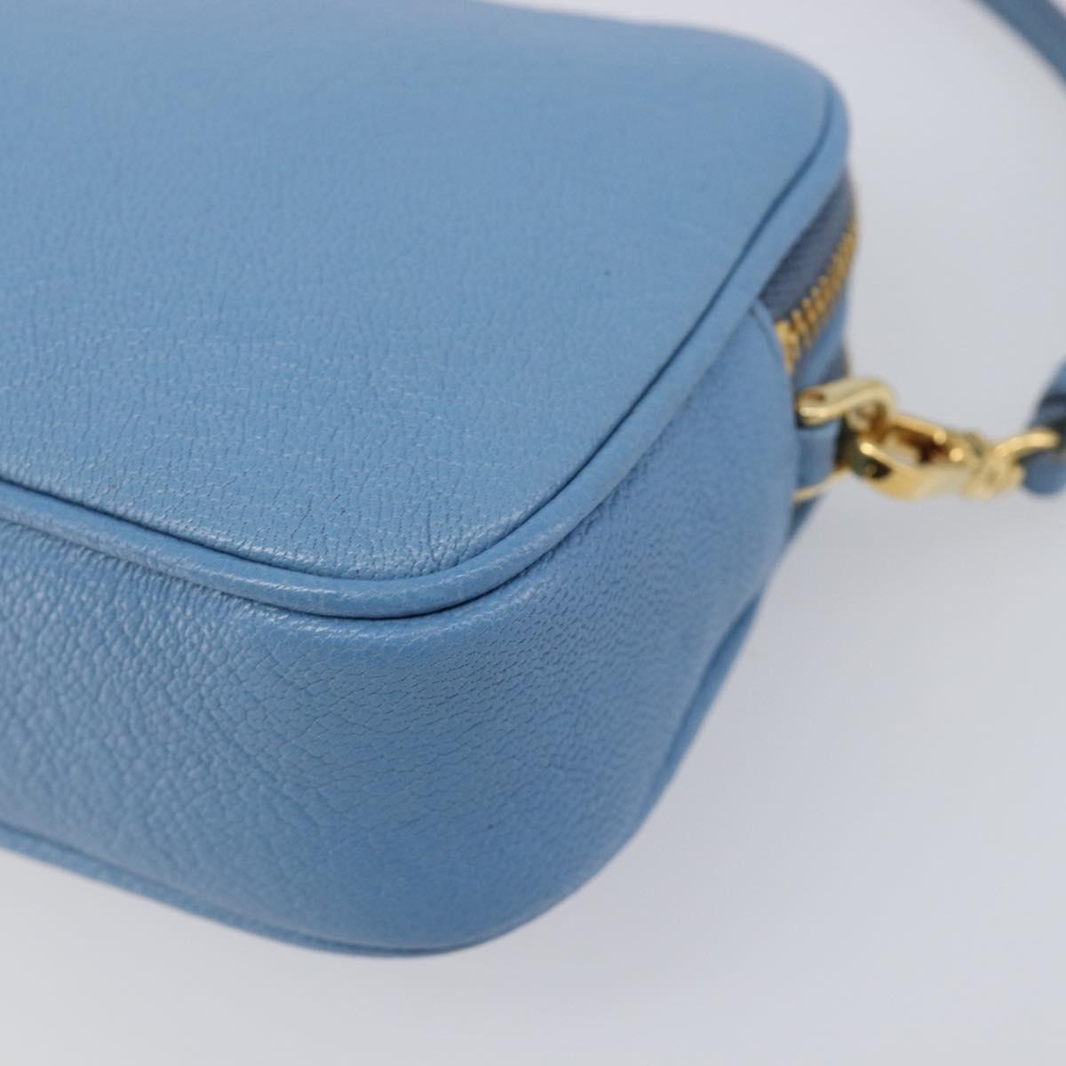 Miu Miu Hand Pouch Leather Light Blue Gold Auth 199107V