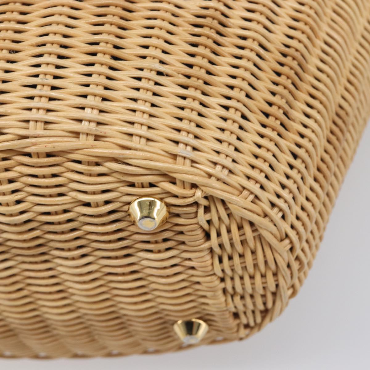 PRADA Hand Bag Rattan 2way Brown Gold Auth 199110V