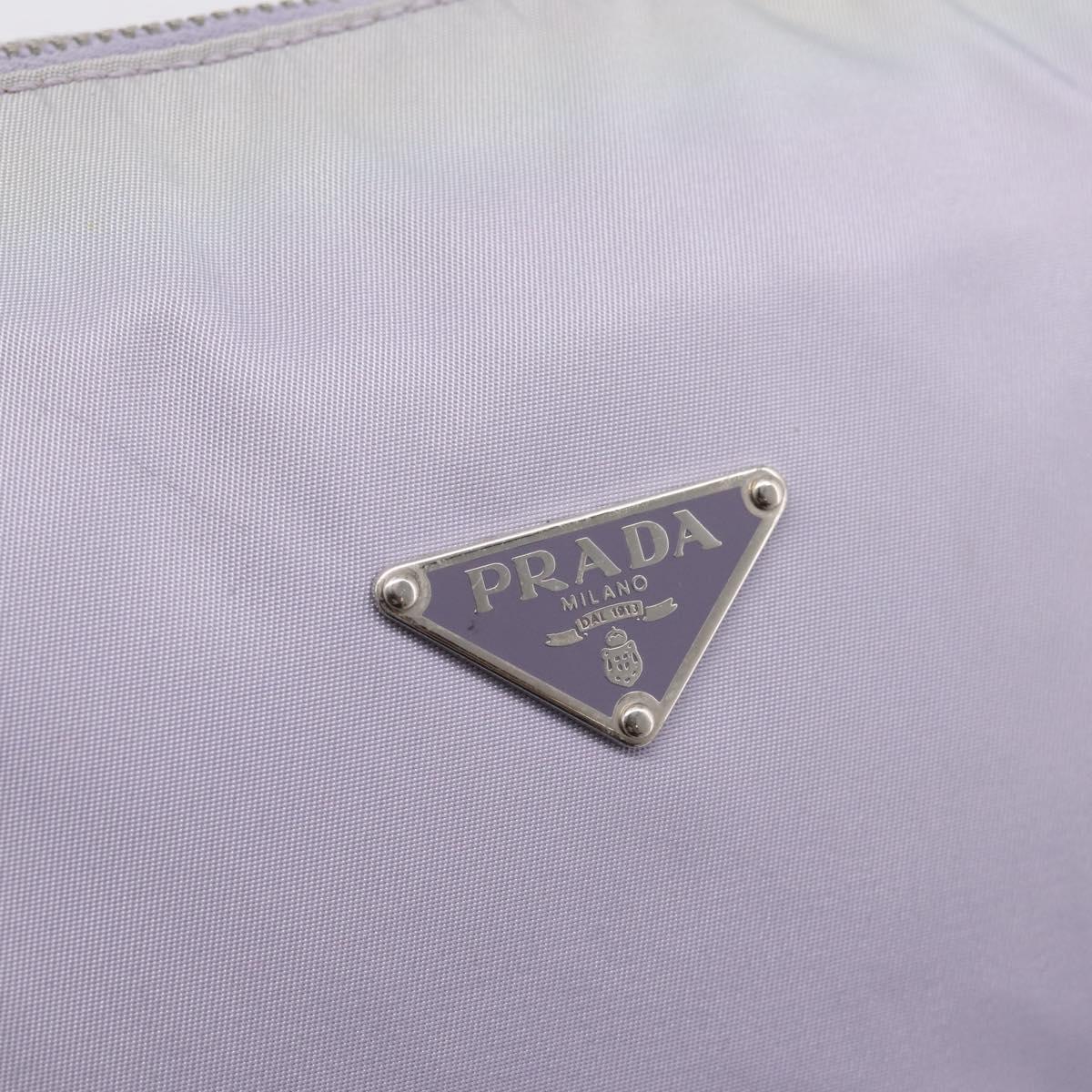 PRADA Shoulder Bag Nylon Lavende Silver Auth 199116A