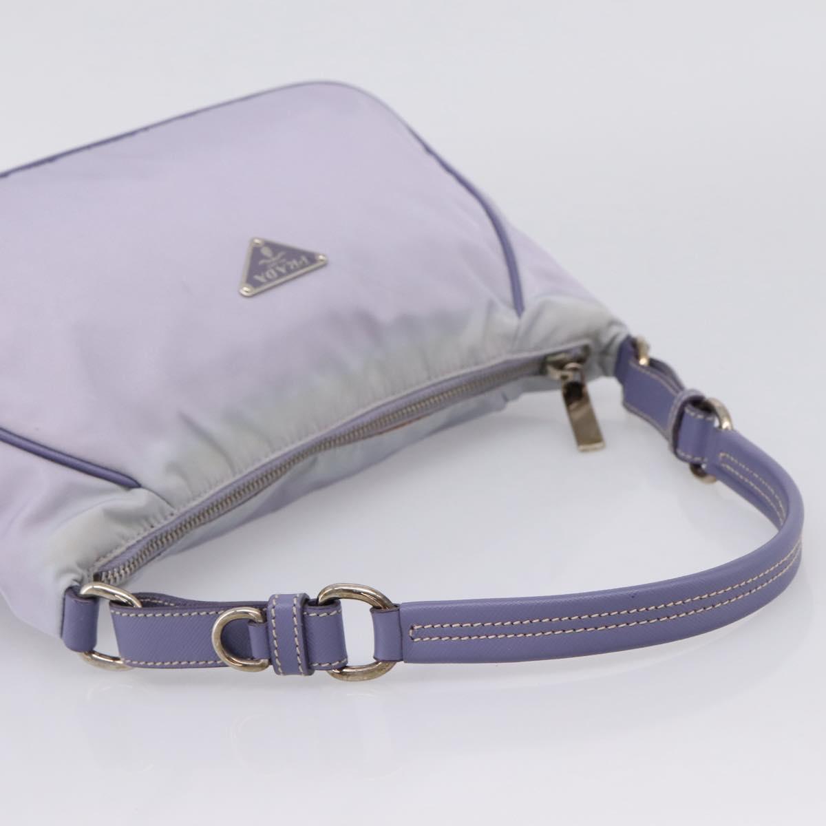 PRADA Shoulder Bag Nylon Lavende Silver Auth 199116A