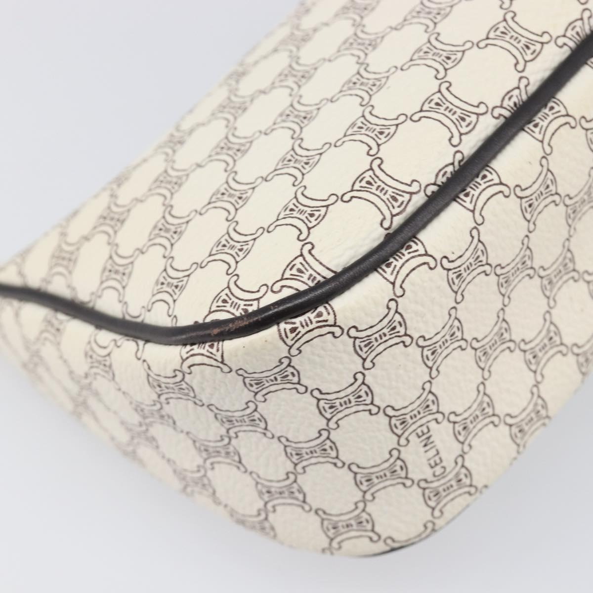 CELINE Macadam Canvas Accessory Pouch PVC Leather White Gold Auth 199119A