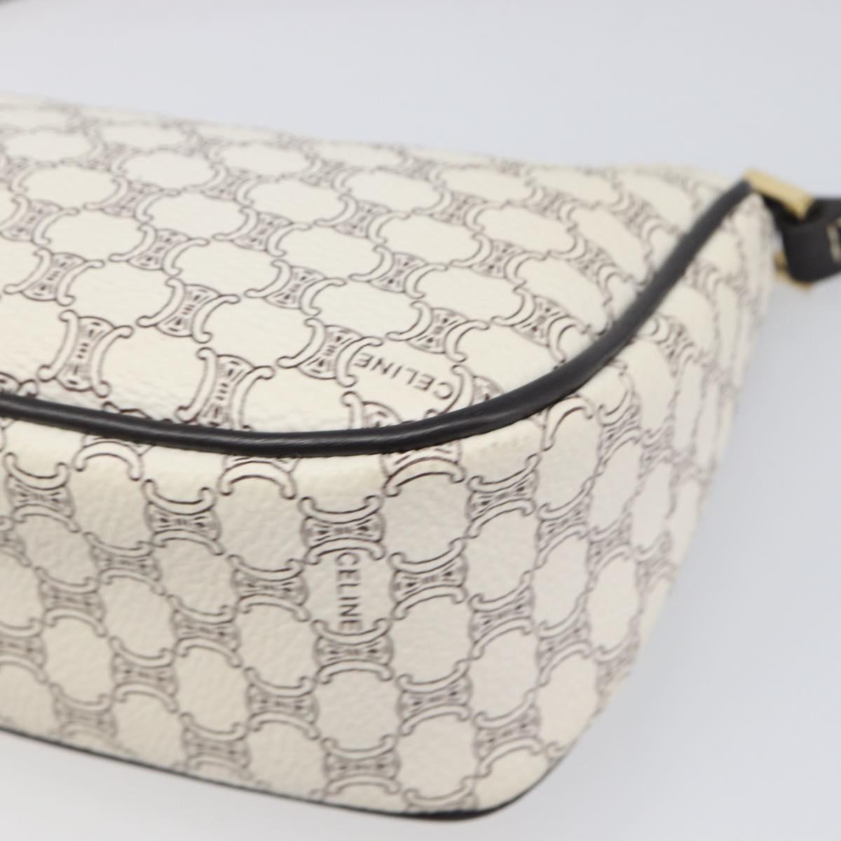 CELINE Macadam Canvas Accessory Pouch PVC Leather White Gold Auth 199119A