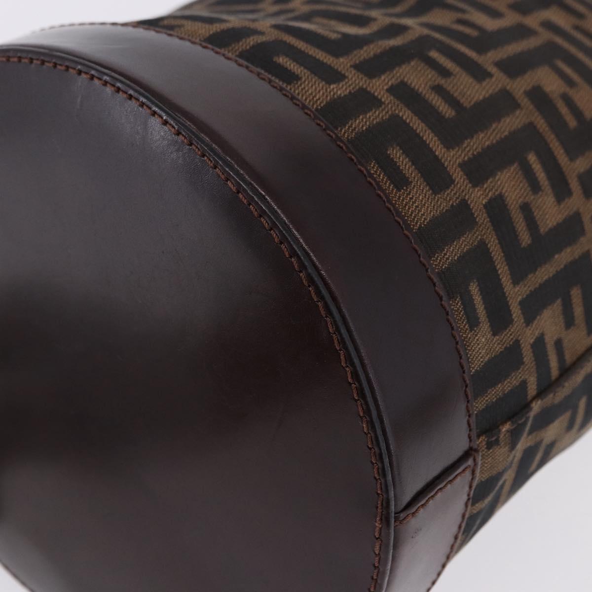 FENDI Zucca Canvas Shoulder Bag Brown Black Auth 199123V