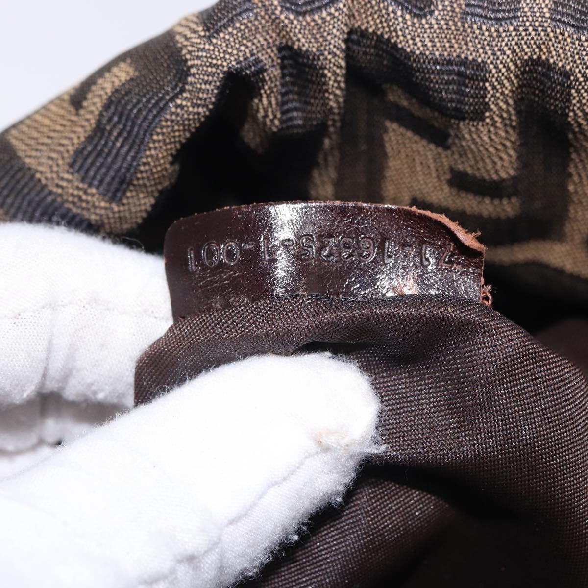 FENDI Zucca Canvas Shoulder Bag Brown Black Auth 199123V