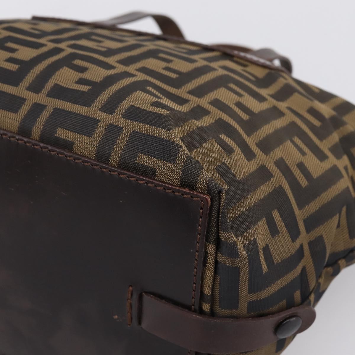 FENDI Zucca Canvas Hand Bag Black Brown Auth 199124