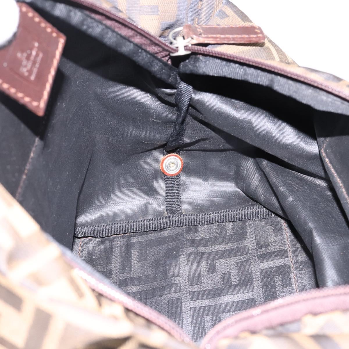 FENDI Zucca Canvas Hand Bag Black Brown Auth 199124