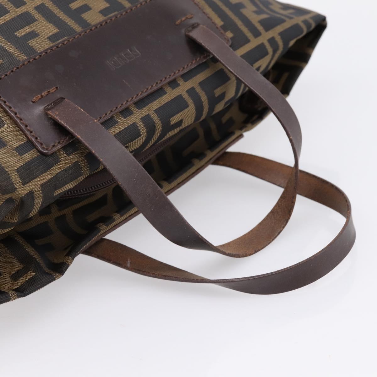 FENDI Zucca Canvas Hand Bag Black Brown Auth 199124