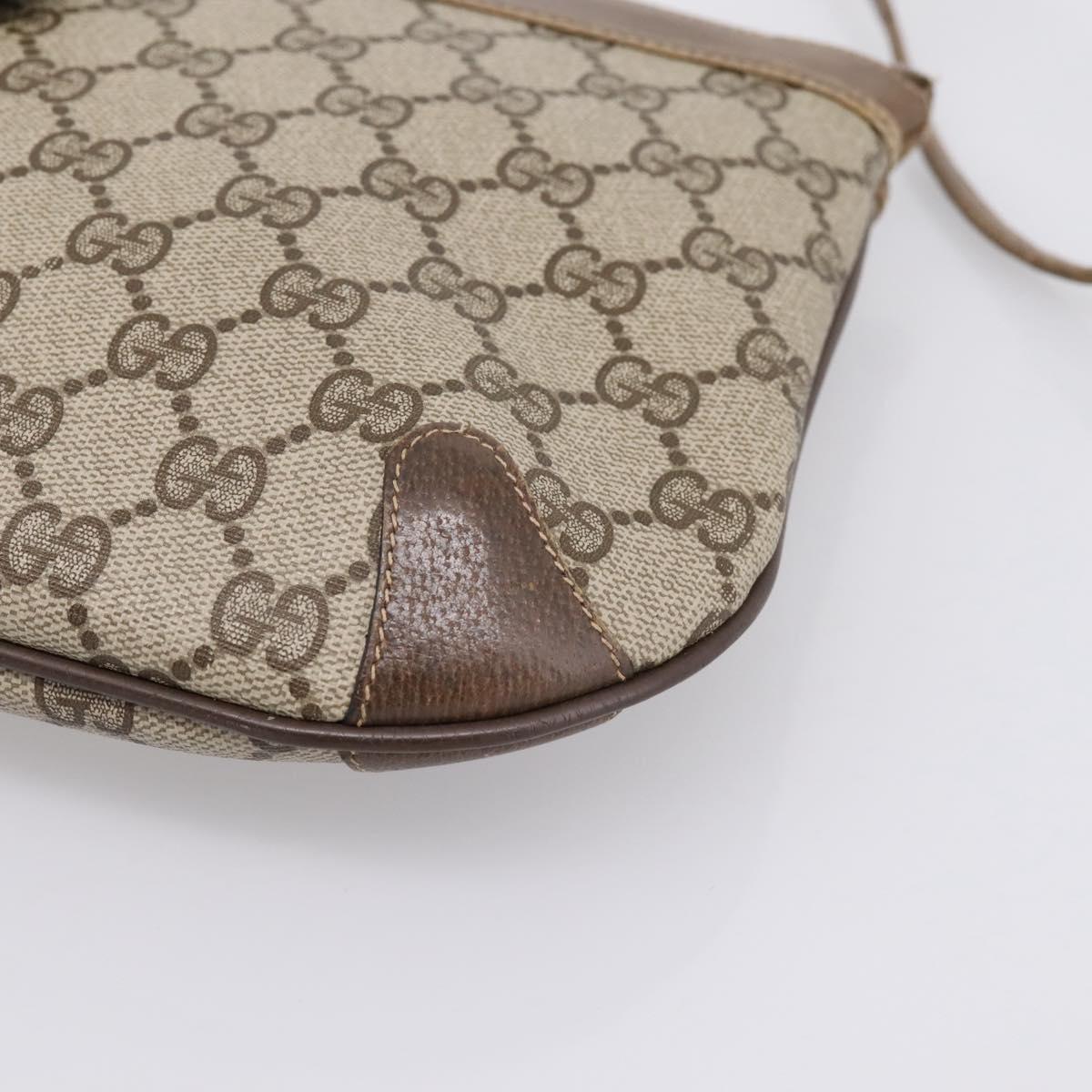 GUCCI GG Supreme Web Sherry Line Bag PVC Beige Gold 904 02 026 Auth 199125