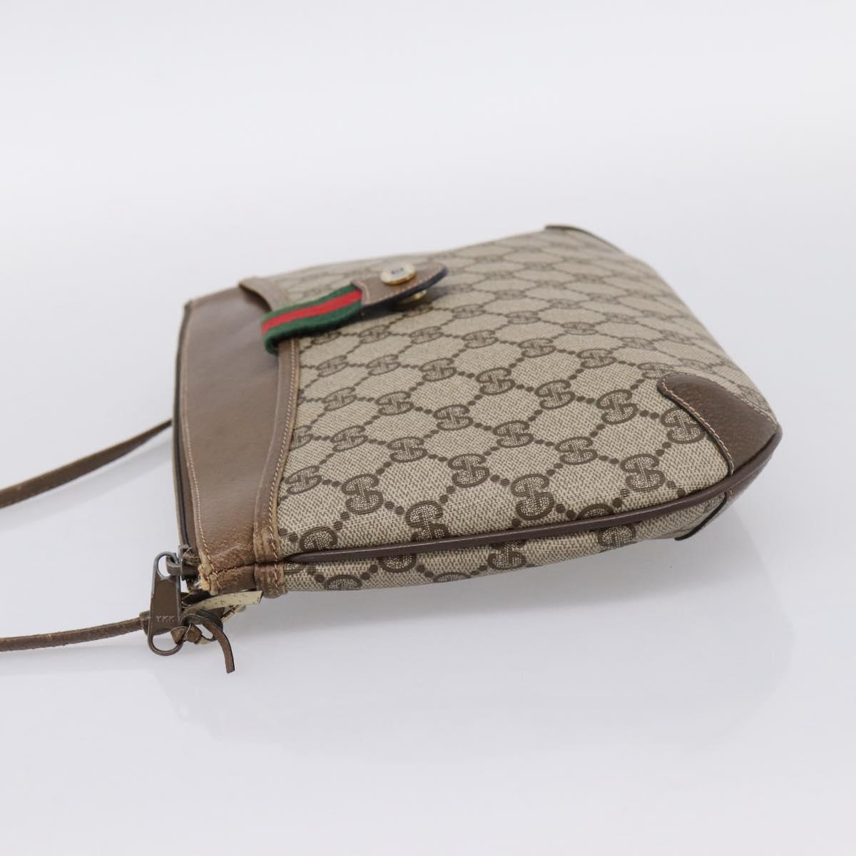 GUCCI GG Supreme Web Sherry Line Bag PVC Beige Gold 904 02 026 Auth 199125