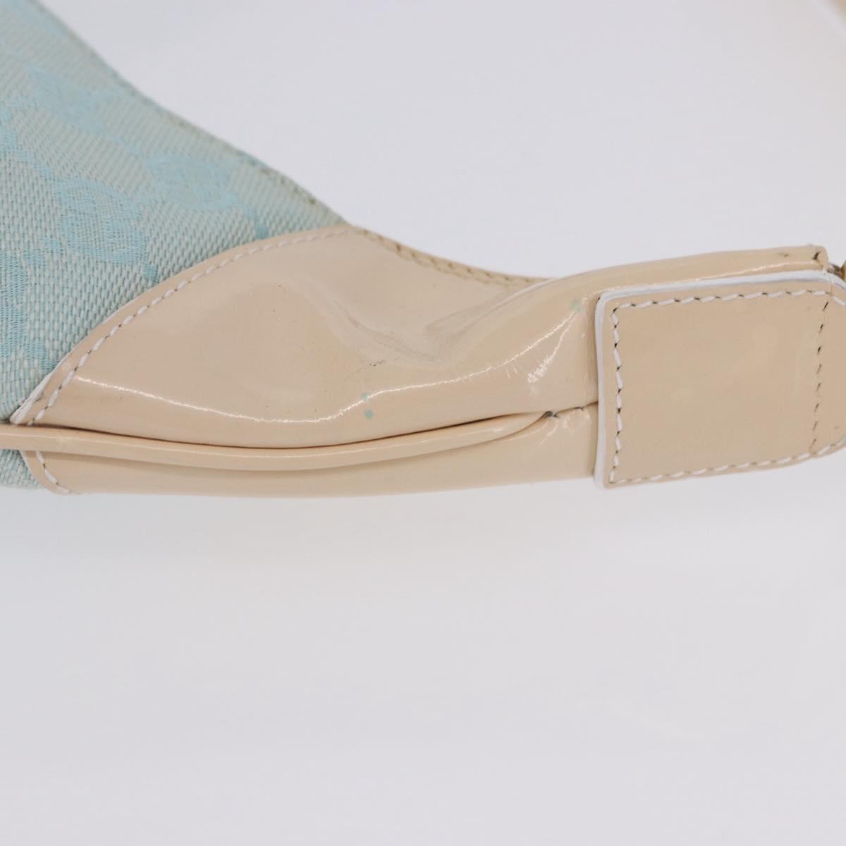 GUCCI GG Canvas Shoulder Bag Outlet Light Blue Gold 001 4158 Auth 199129V