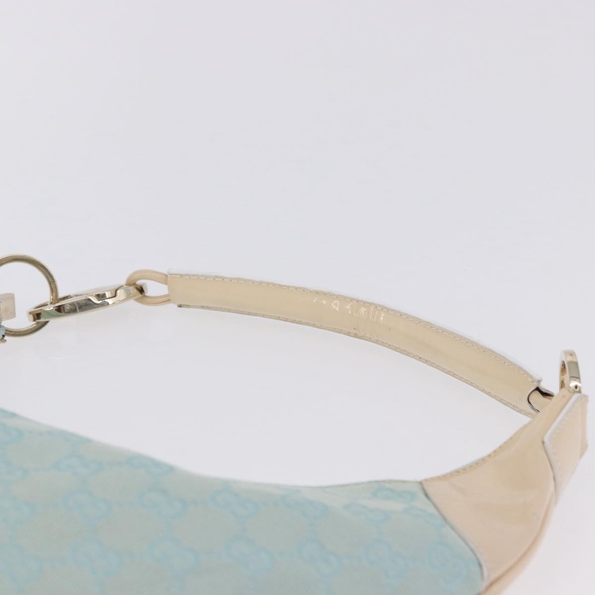 GUCCI GG Canvas Shoulder Bag Outlet Light Blue Gold 001 4158 Auth 199129V