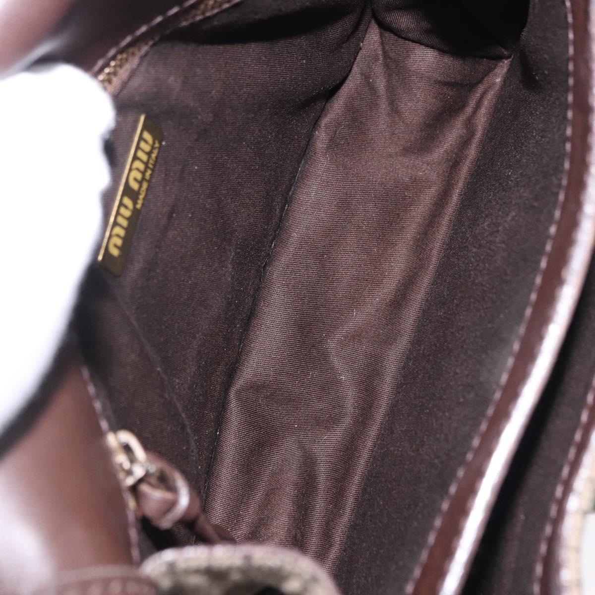 Miu Miu Hand Bag Wool Beige Gold Auth 199131V