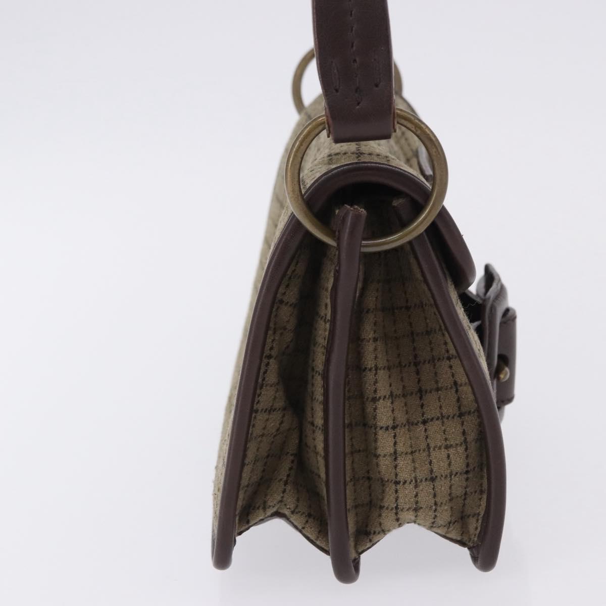 Miu Miu Hand Bag Wool Beige Gold Auth 199131V