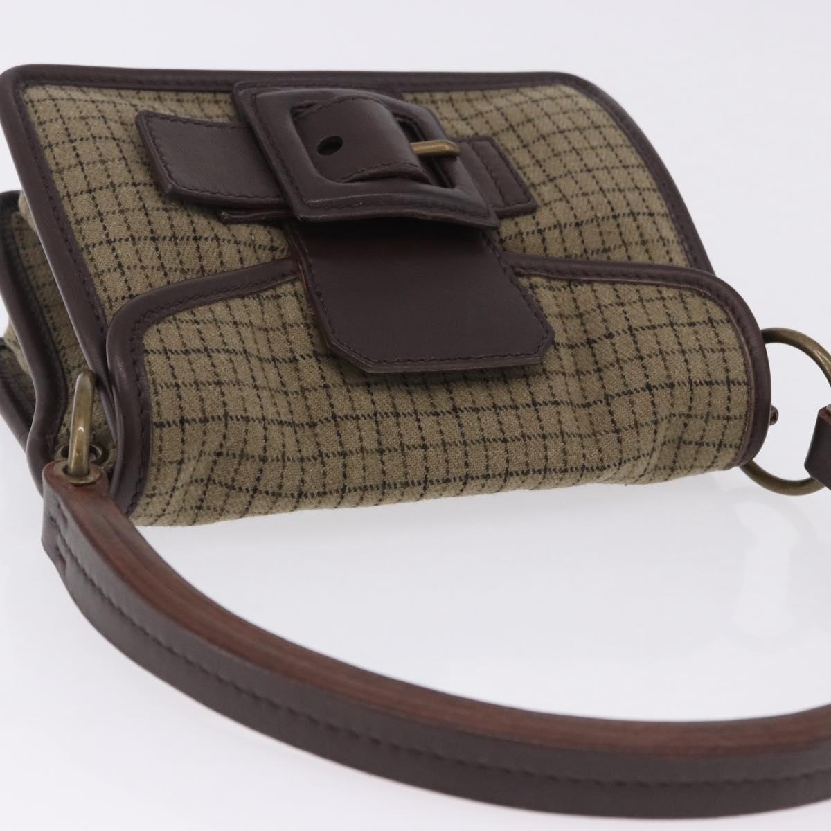 Miu Miu Hand Bag Wool Beige Gold Auth 199131V