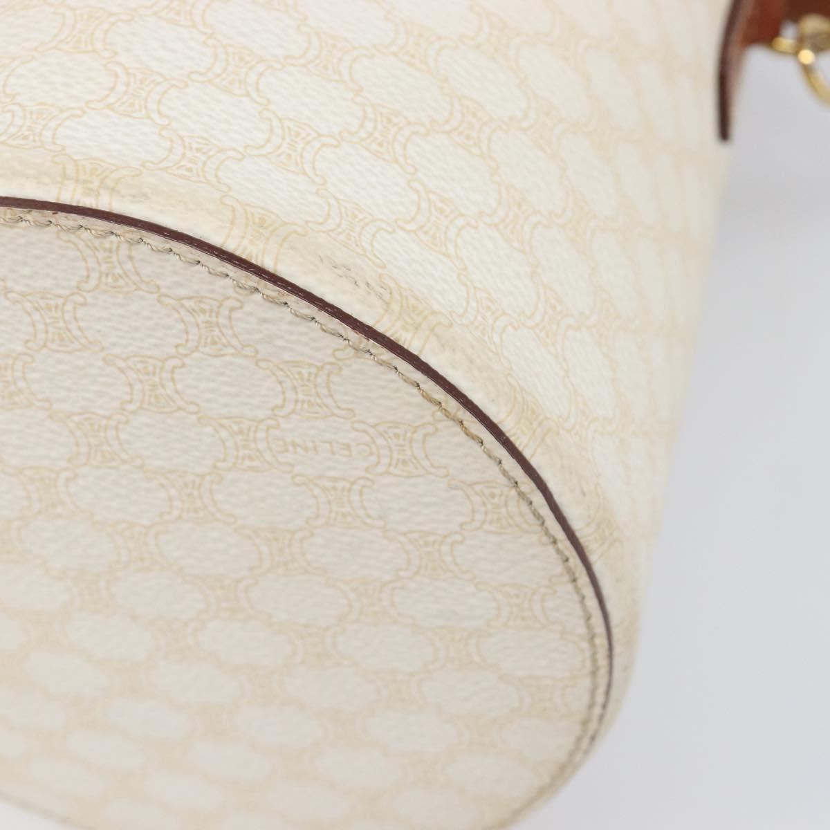 CELINE Macadam Canvas Shoulder Bag PVC Leather Ivory Gold Auth 199132A