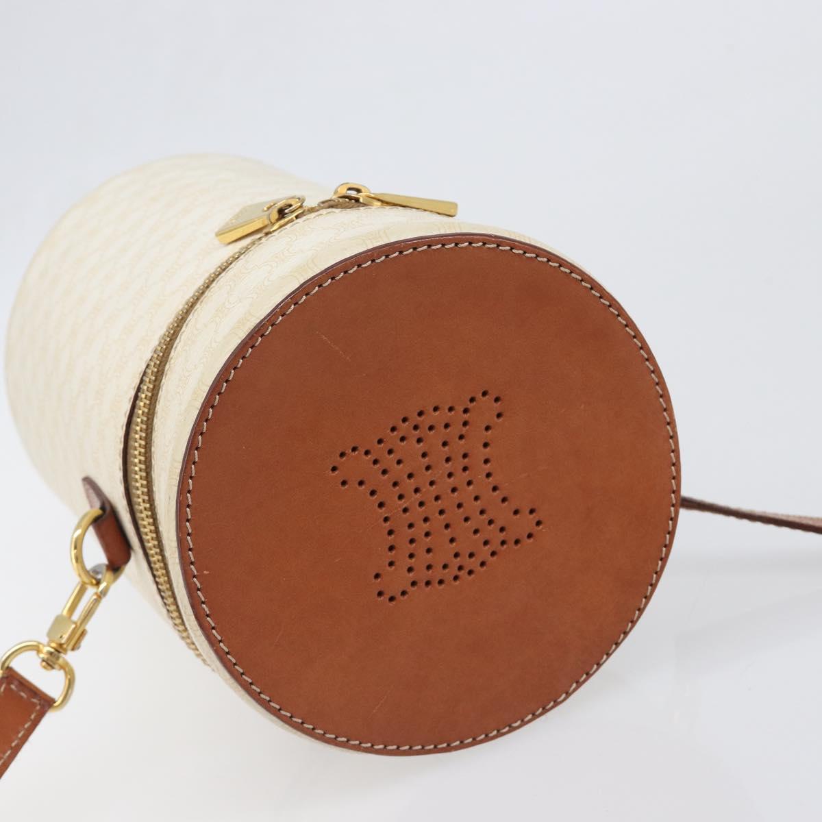 CELINE Macadam Canvas Shoulder Bag PVC Leather Ivory Gold Auth 199132A