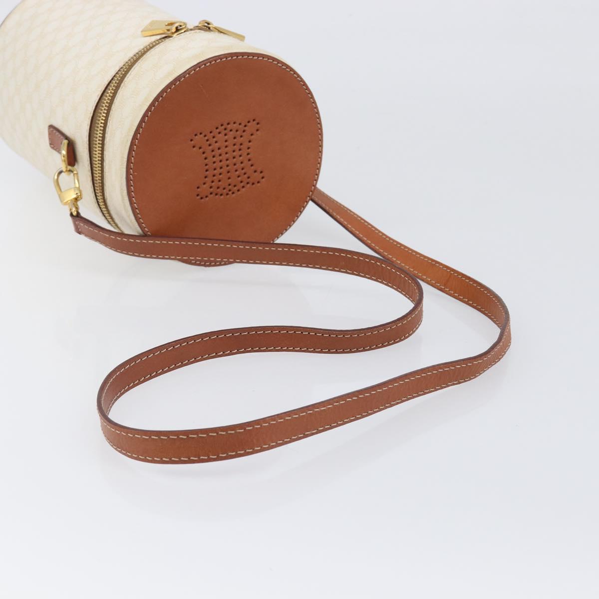 CELINE Macadam Canvas Shoulder Bag PVC Leather Ivory Gold Auth 199132A