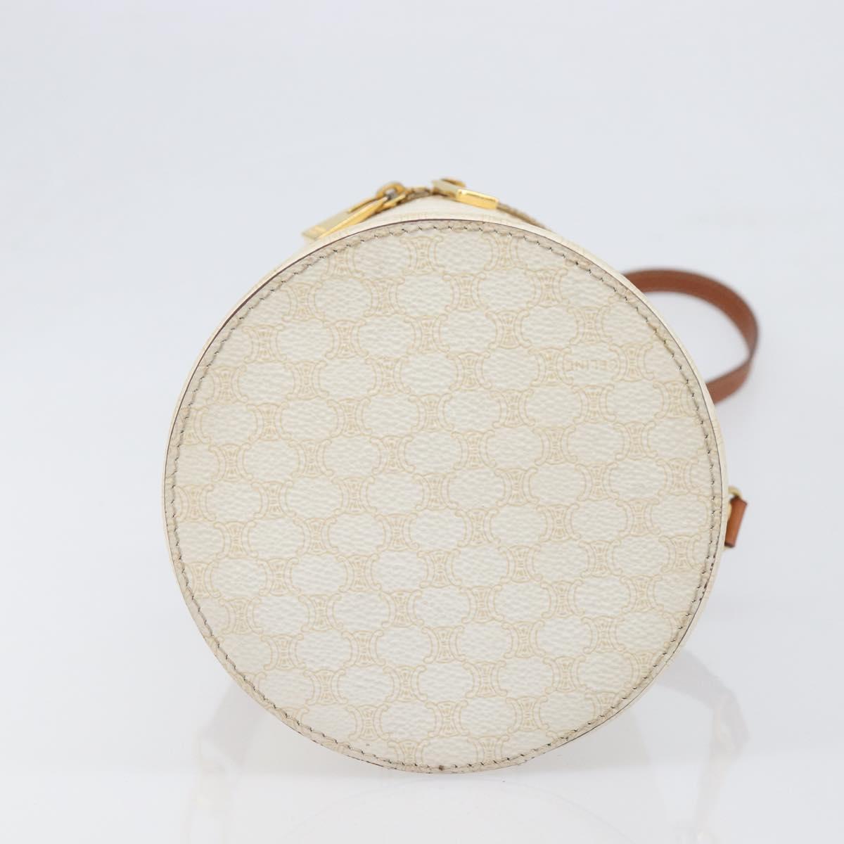 CELINE Macadam Canvas Shoulder Bag PVC Leather Ivory Gold Auth 199132A