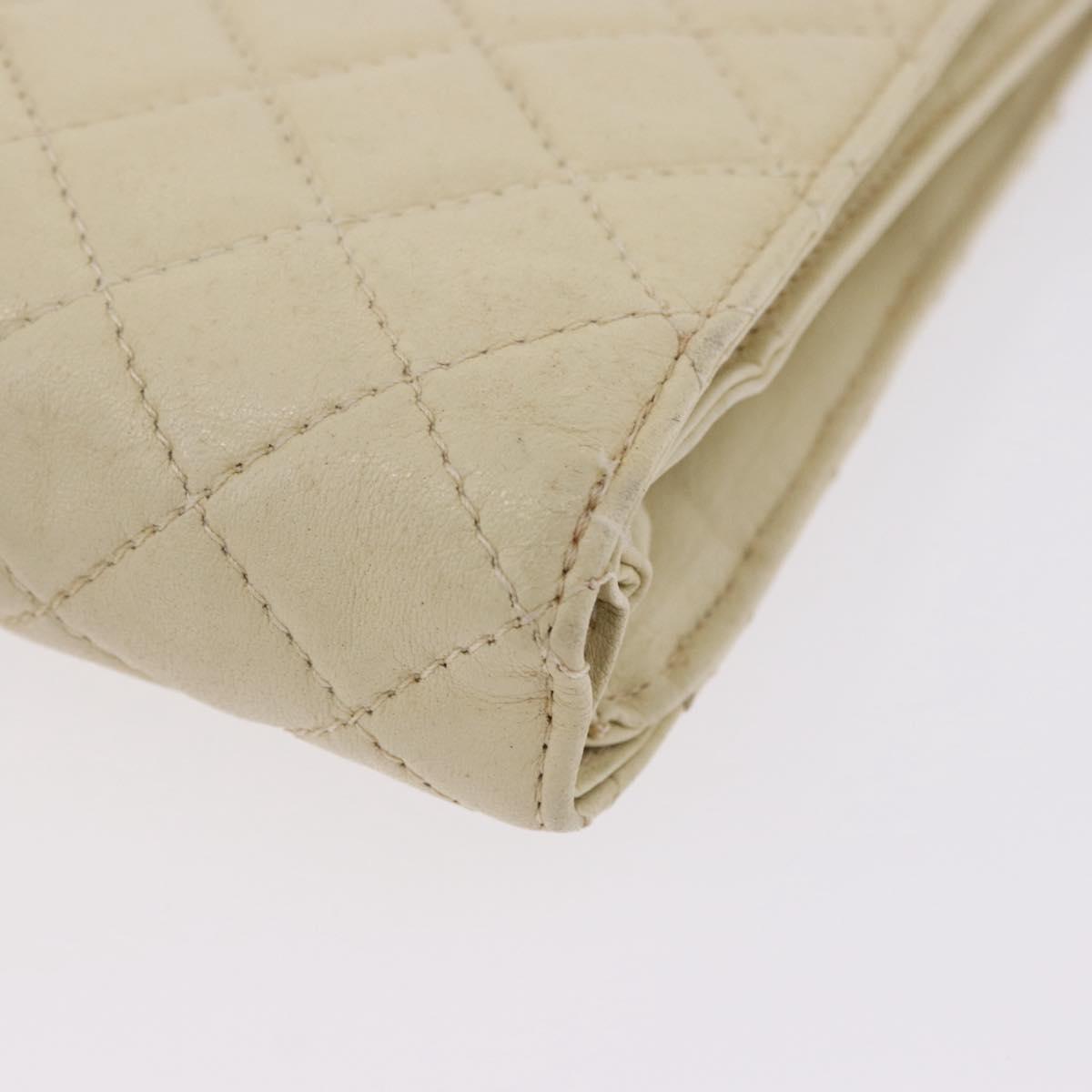 CHANEL Multi Case Matelasse Pouch Leather Ivory Gold CC Auth 199133